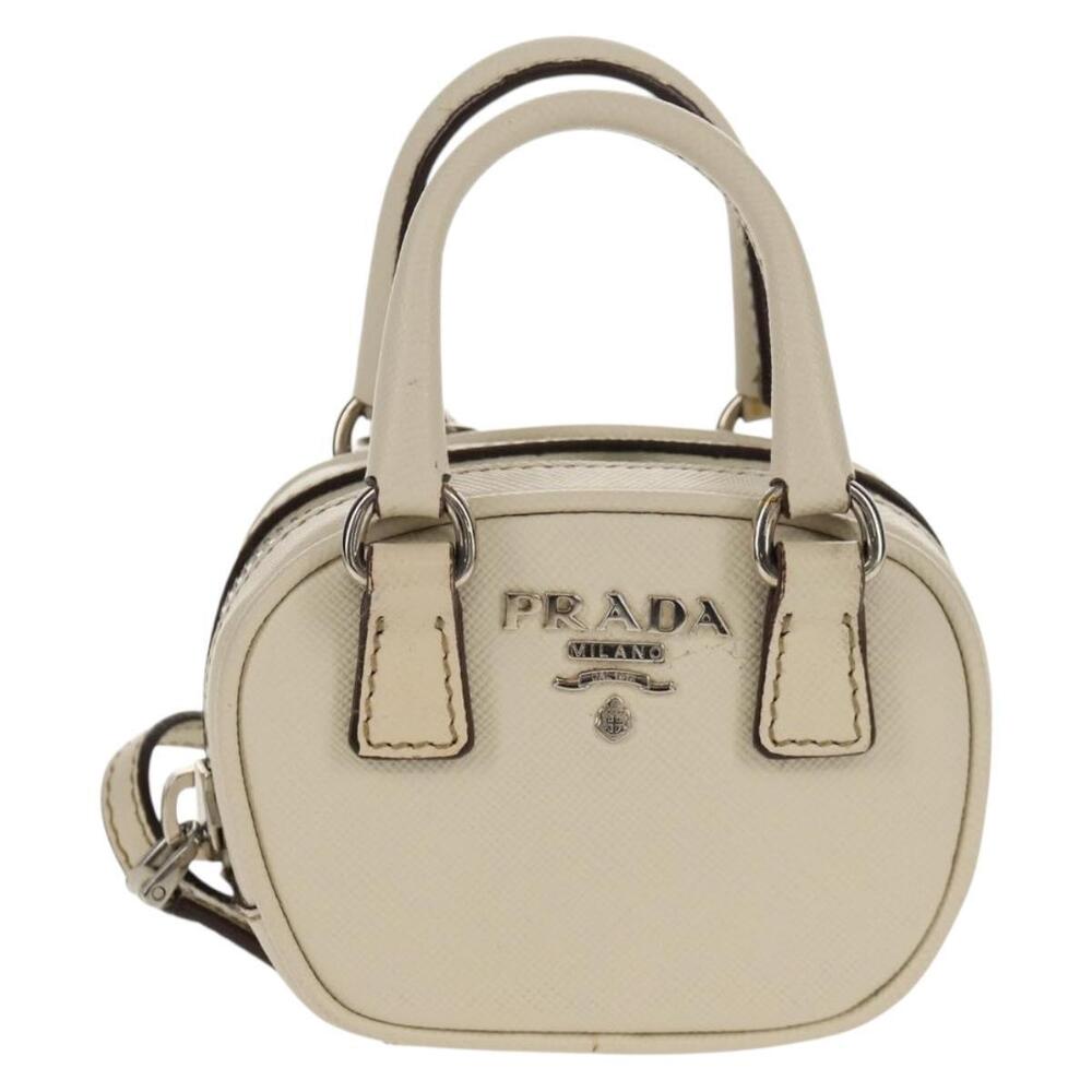 PRADA Pouch Safiano Ivory Silver Auth 157955V - Picture 13 of 16